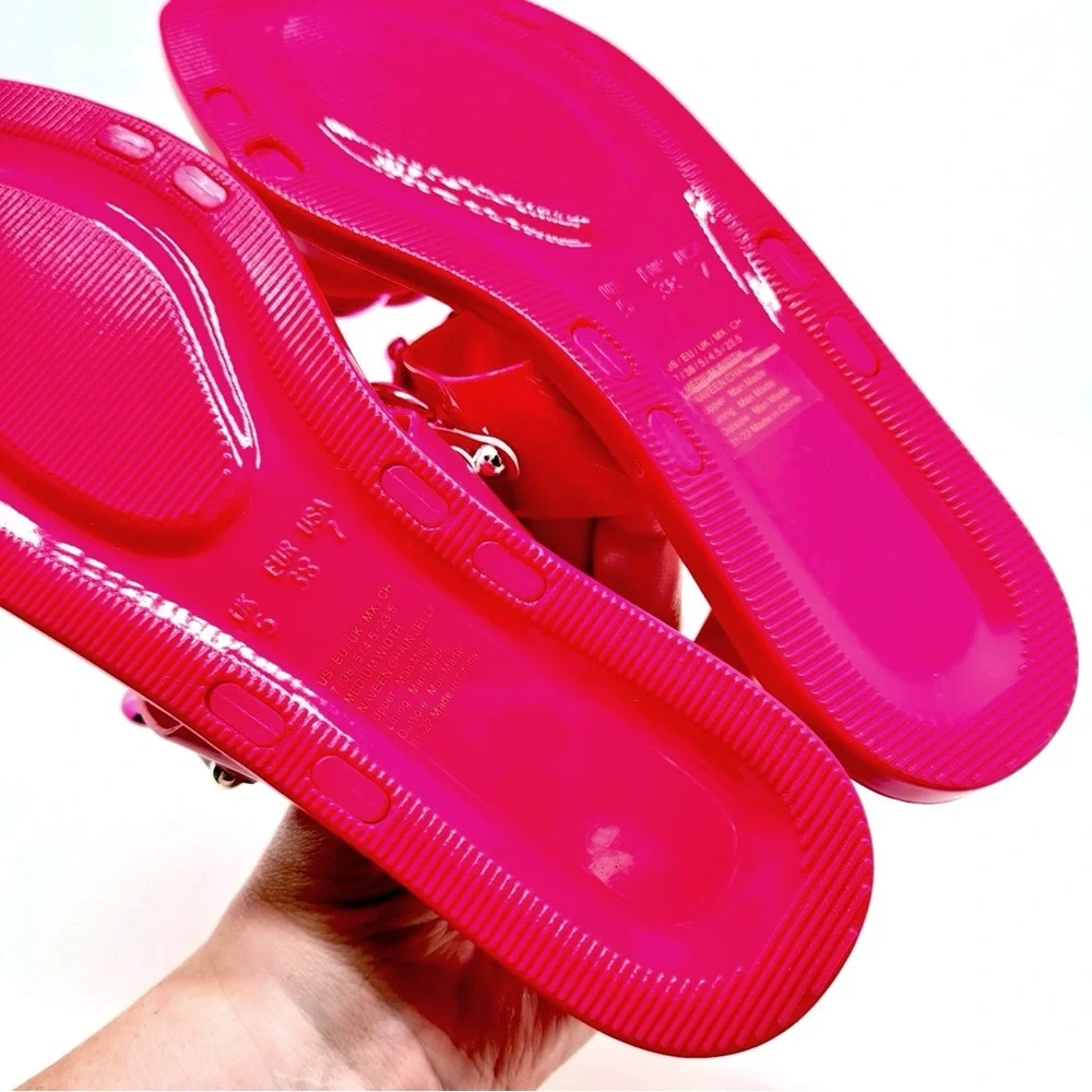 Kenneth Cole New York Women's Sandals Naveen Chain Jelly Flat Slide Pink Size 7